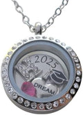 Custom Graduate Circle Floating Charm Locket Necklace - Class Gift