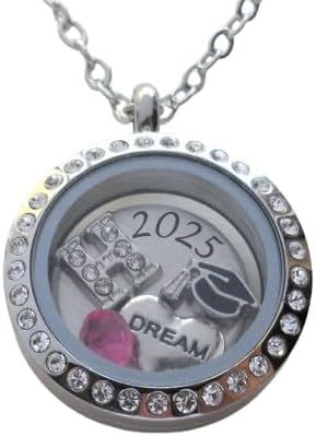 Custom Graduate Circle Floating Charm Locket Necklace Gift