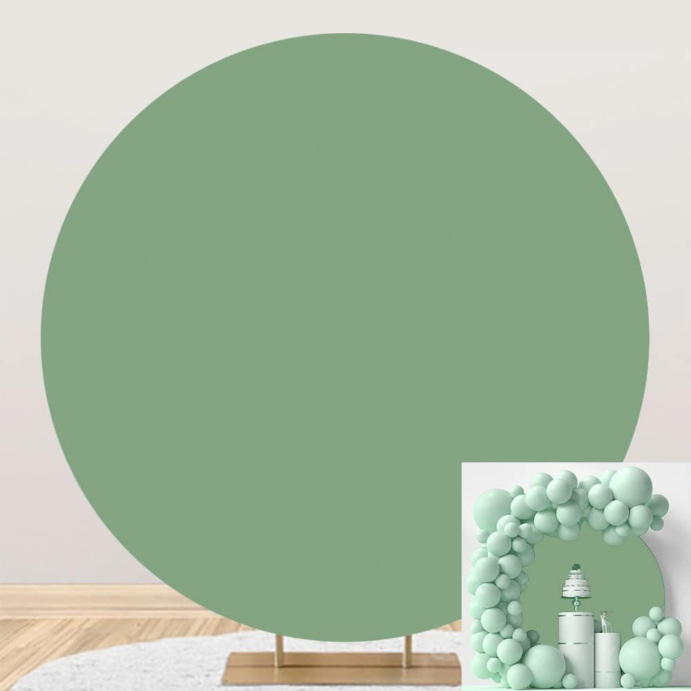 7.2x7.2ft Sage Green Round Backdrop Cover for Events