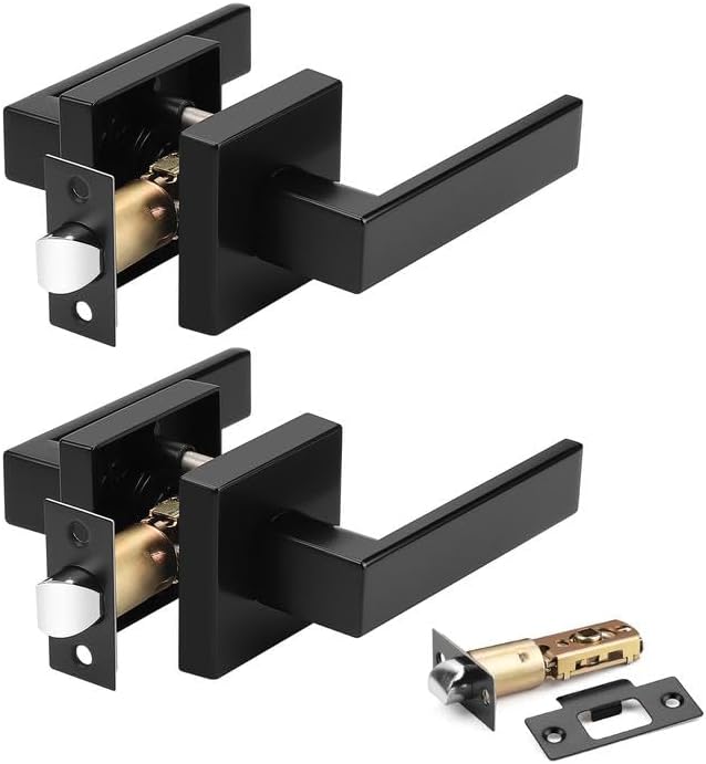 Probrico 2 Pack Black Passage Door Levers for Hallway Use