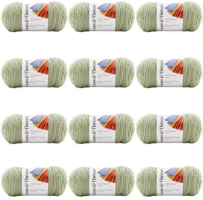 Soft Classic Solid Yarn 12 Pack for Knitting and Crochet Projects