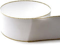 1-3/8ft Jingle Bells Grosgrain Ribbon (White and Gold Tinsel)