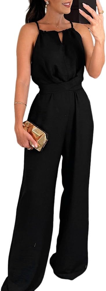 Chic Halter Jumpsuit for Women - Sexy and Casual Wide Leg Style