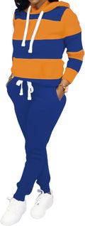 TOPONSKY Womens 2 Piece Tracksuit Long Sleeve Patchwork Pants Set wear