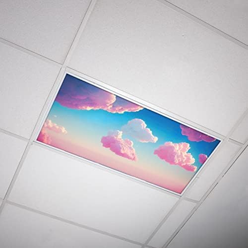 Fluorescent Light Cover for Classroom Ceiling Lights Pink Clouds