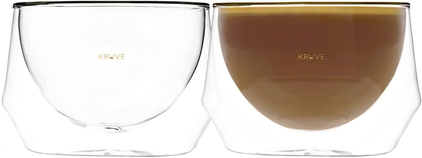 KRUVE IMAGINE Coffee Cups - Handcrafted Double-Wall Glass Set