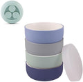 Porcelain Kids Bowls 4-Pack with Silicone Suction Sleeve + Lids - Non