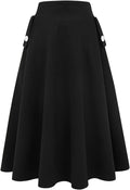 Womens High Waisted Wool Plaid A-line Long Skirt - Warm Fall/Winter