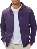 Men Zip Up Hoodie 2025 - Patchwork Casual Warm Drawstring Jacket