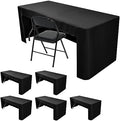 Nasitos 6 Pack Fitted Tablecloths for 6 ft Tables - Open Back Black