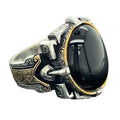 Men Handmade Ring Oval Onyx Stone Ring - Sterling Silver Craft