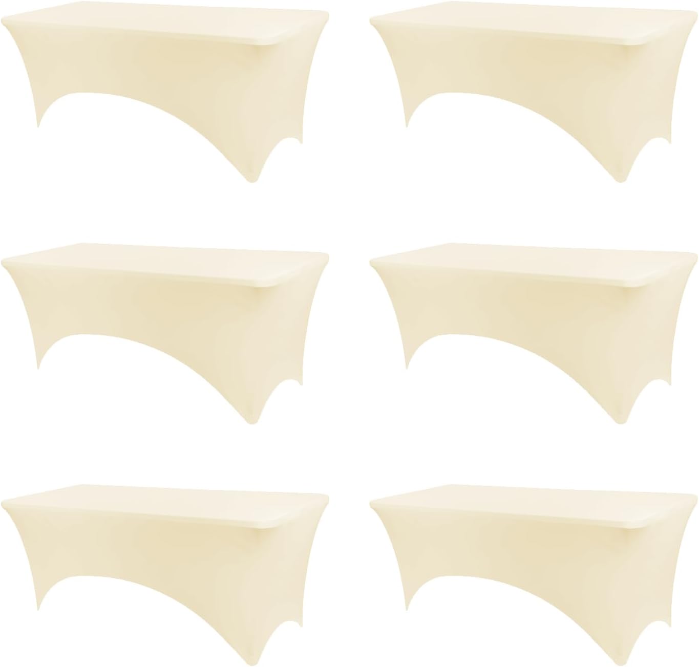 Stretch Table Covers for 6 Foot Tables - 6 Pack Ivory Washable