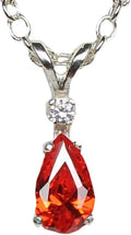 Mexican Fire Opal Necklace Sterling Silver 925 with Diamond Accent
