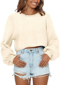 Imily Bela Cropped Lantern Sleeve Sweater - Soft Y2K Crop Top