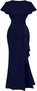 Memoriesea Elegant High Split Ruched Bodycon Mermaid Maxi Dress Out