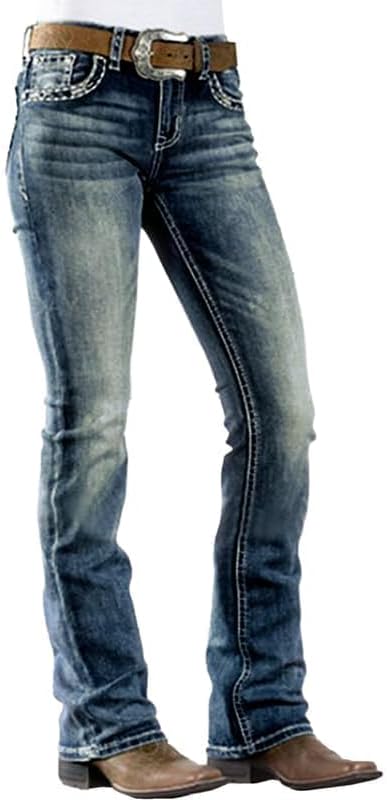 Women's 90s Mid Rise Bootcut High Stretch Denim Pants Review