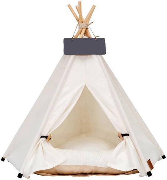 Cozy Pet Teepee Bed with Thick Cushion | Portable House for Small Pets