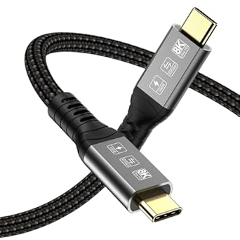USB C Thunderbolt 4 Cable 6.6ft for Fast Charging and 8K Video