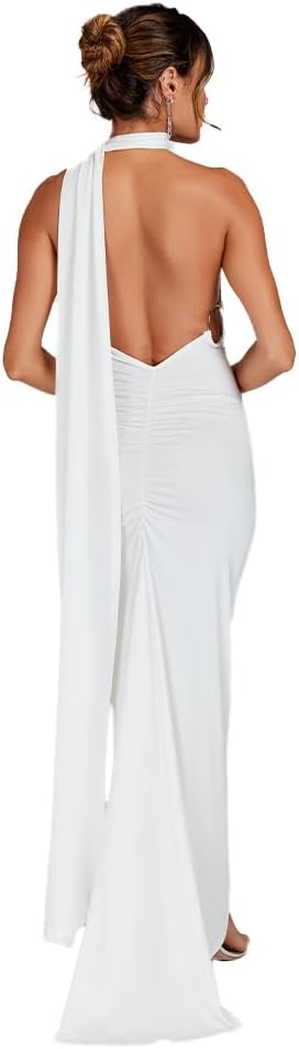 Women Sexy Backless Bodycon Maxi Dress for Elegant Parties