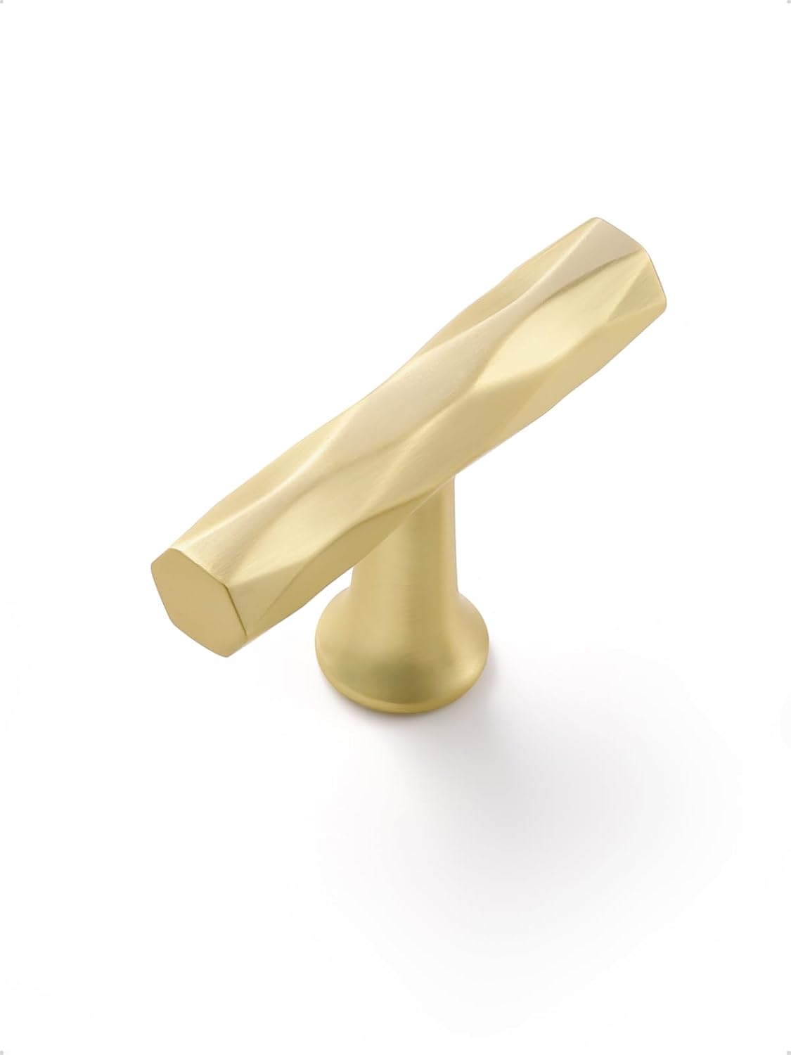 Brushed Gold Cabinet Knobs 10 Pack for Kitchen and Bathroom