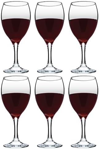 Vikko Wine Glasses Set of 6, 15 Ounce Durable Clear Glass