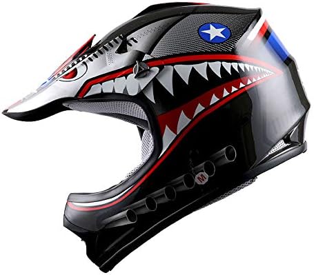WOW Youth Kids Motocross BMX MX ATV Dirt Bike Helmet Shark Black