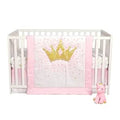 Tiara Princess 4-Piece Baby Crib Bedding Set for Girls - Reversible