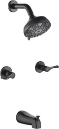 2 Handles Shower Faucet Set with Tub Spout - Matte Black Trim