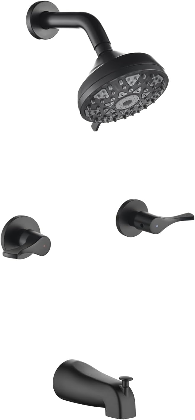 2 Handles Shower Faucet Set with Tub Spout for Elegant Bathrooms