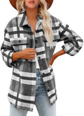 Womens Wool Blend Plaid Flannel Shackets Jacket - Lightweight Cozy