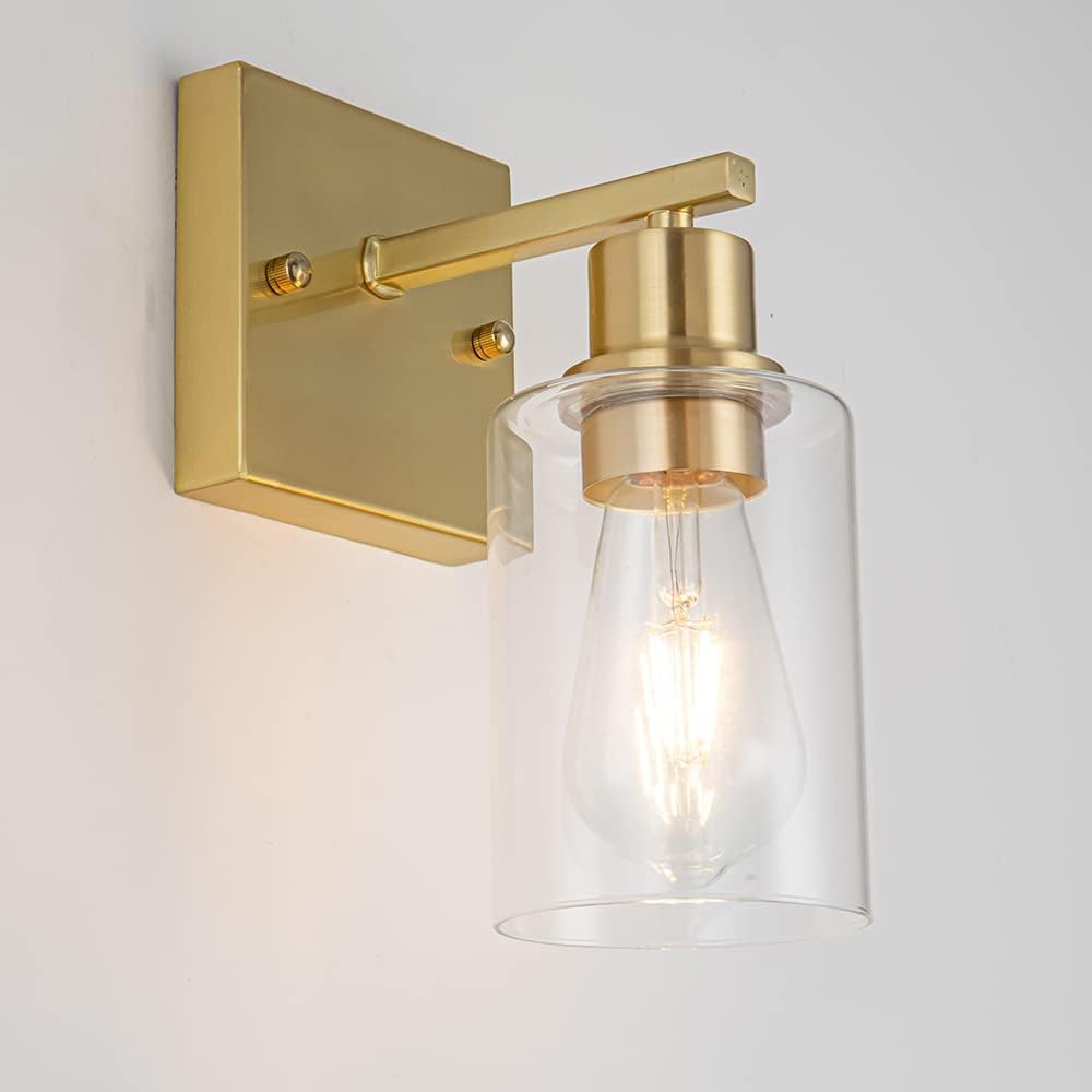 Gold Bathroom Light Fixtures with Clear Glass Shade for Home