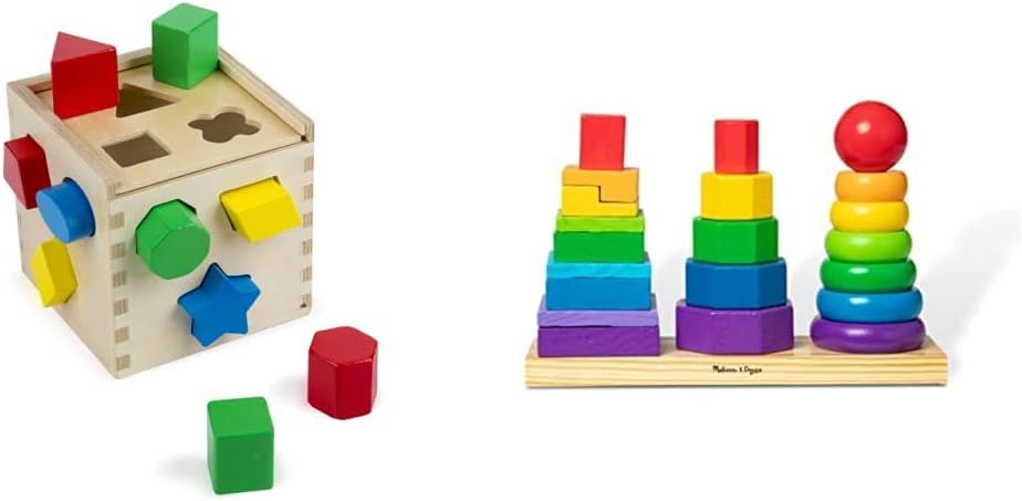 Melissa & Doug Geometric Stacker - Educational Wooden Toy