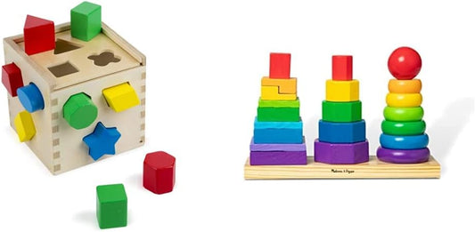 Melissa & Doug Geometric Stacker - Educational Wooden Toy