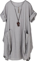 Minibee Ruffle Oversize Casual Midi Dress with Pockets