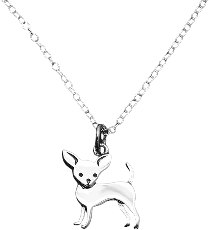 Sterling Silver Chihuahua Charm Necklace for Dog Moms & Lovers