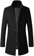 Men's Trench Coat Wool Blend Slim Fit Top Coat - Single Breasted