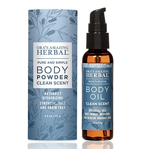 Natural Body Powder and Oil Set for Fresh, Soft Skin Care