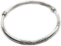 Sterling Silver Thick Solid Handmade Boho Bangle Bracelet - Adjustable