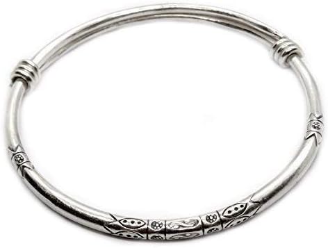 Sterling Silver Thick Solid Handmade Boho Bangle Bracelet for All