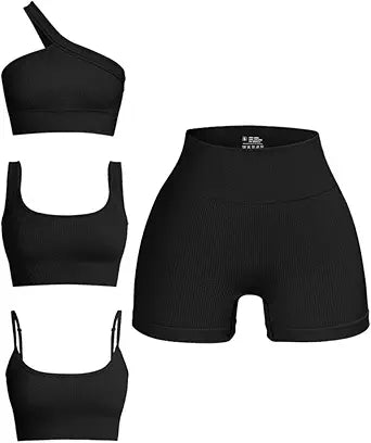 OQQ Women's 4 Piece Outfits Ribbed Seamless Exercise Set Review