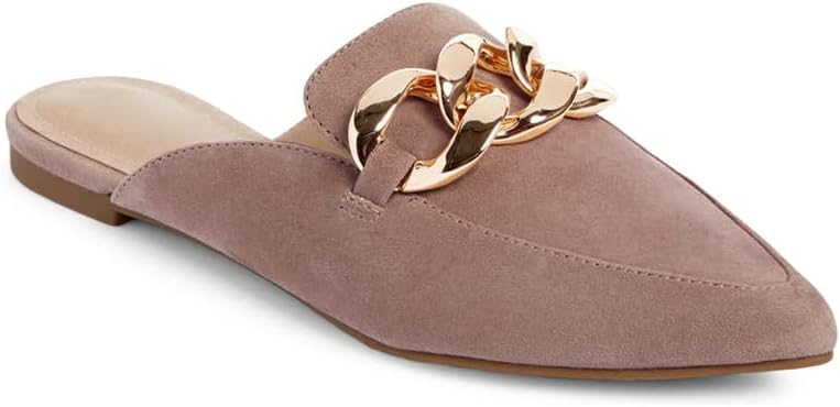 Juliet Holy Womens Mules Flats with Stylish Metal Chain Design
