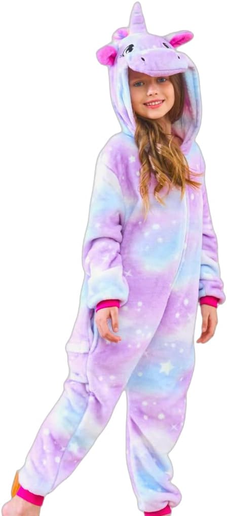 Girls Unicorn Onesie Hooded Animal Costume for Kids and Girls