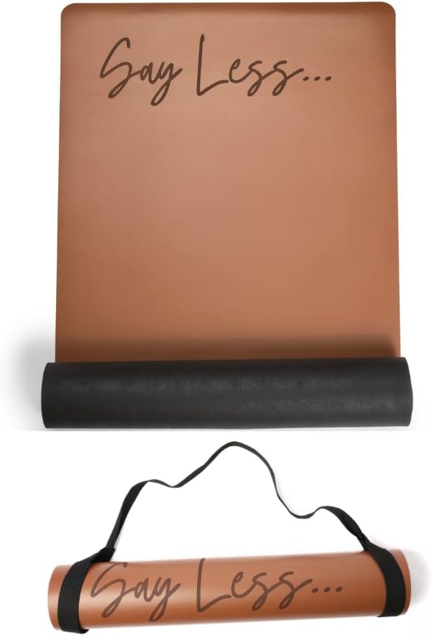 Non Slip Hot Yoga Mat - Thick Cushioned & Large - Brown