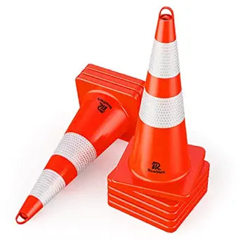 28 Inch Traffic Cones - Heavy-Duty Safety Cones for Events