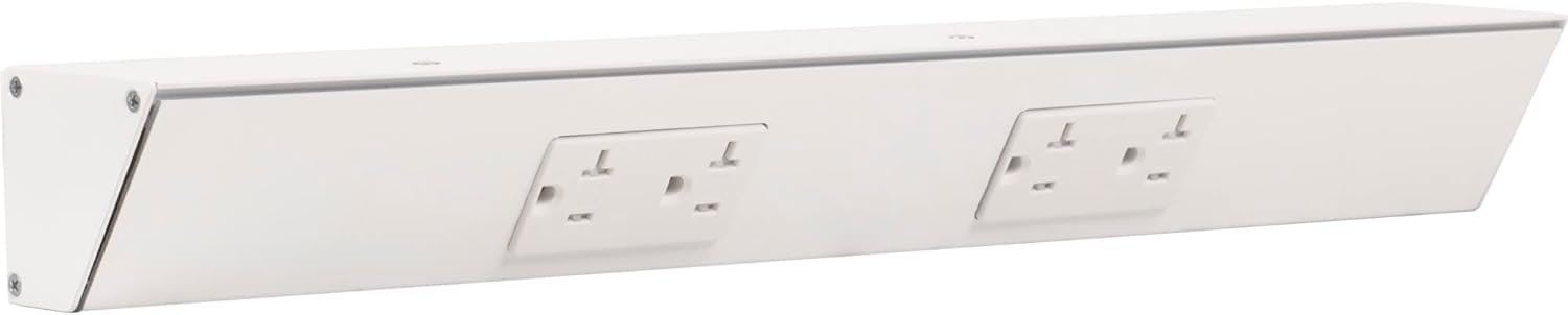 18in White TR Angle Power Strip with Customizable Features