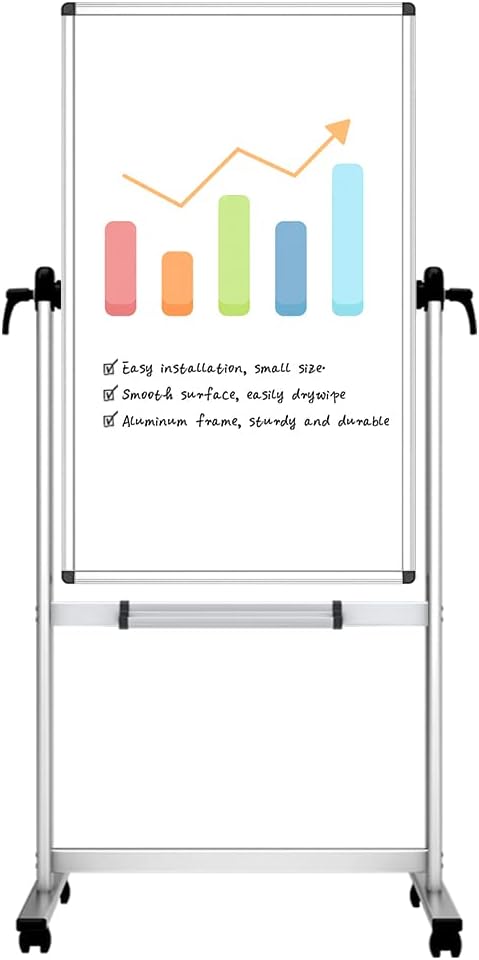 VIZ-PRO Double-Sided Magnetic Mobile Whiteboard for Easy Use