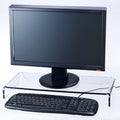 Heavy Duty Clear Acrylic Monitor Stand with Keyboard Storage - Raises
