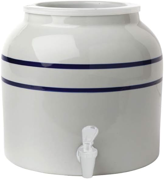 New Wave Enviro Blue Striped Porcelain Water Dispenser for Camping