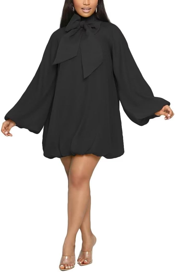 Yanfoam Women's Puff Long Sleeve Sweetheart Dress for Parties