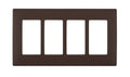 Leviton Renu Four-Gang Screwless Snap-On Wallplate in Walnut Bark
